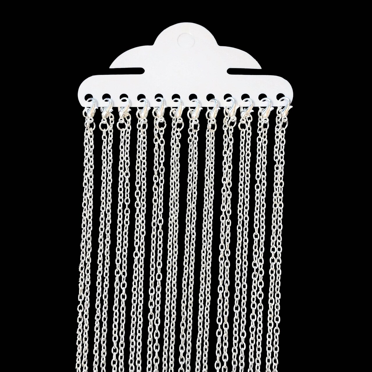 12 or 72 Pieces: 18" Silver Plated Textured Pre-Made Necklace Chains